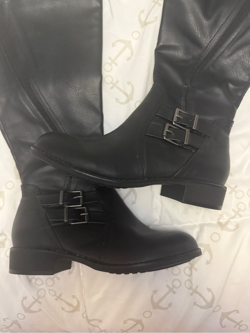 Style & Co. Black Mid-Calf Buckle Riding Boots